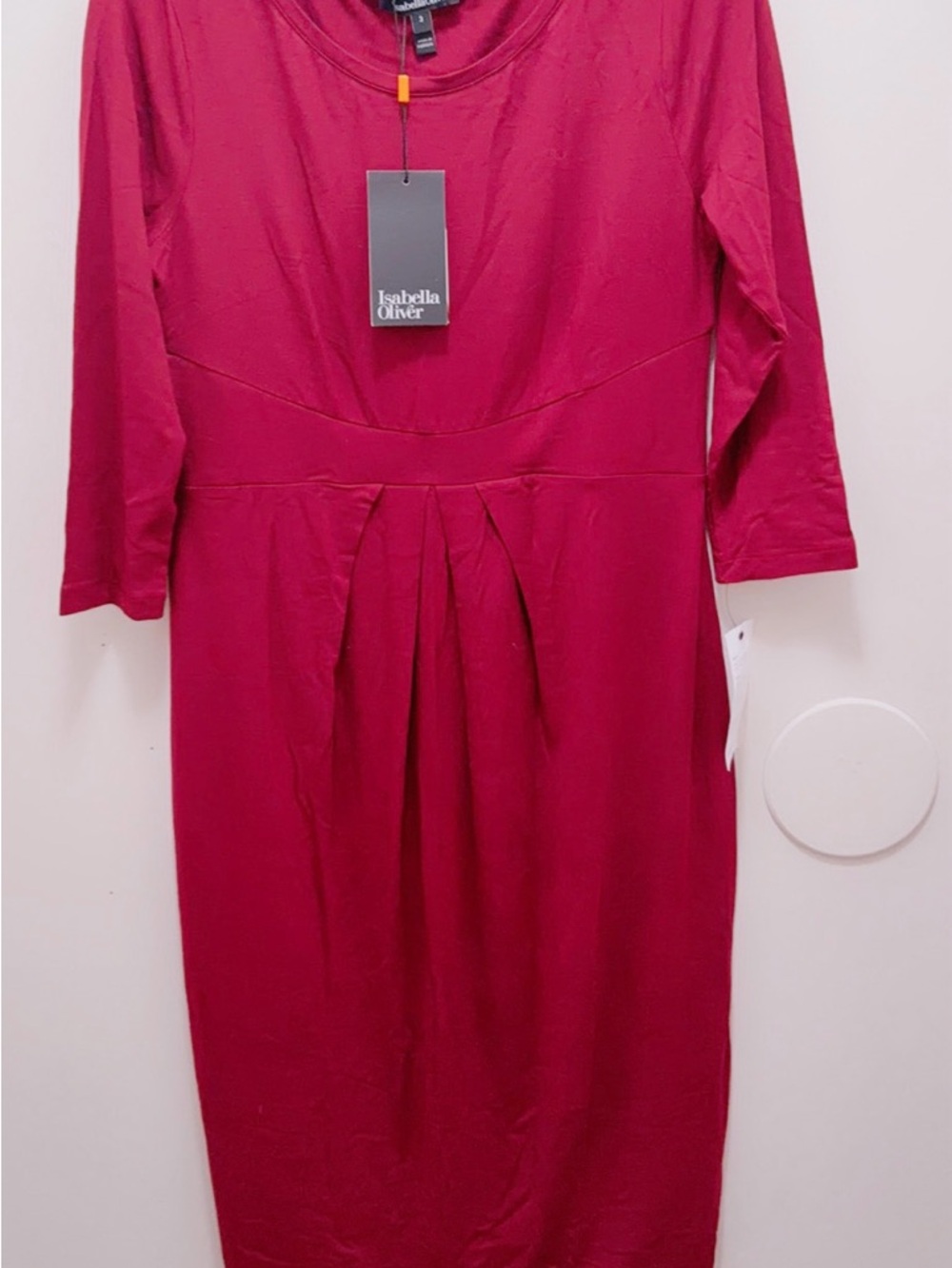 Isabella Oliver red Long-Sleeve Pleated Sheath Dress